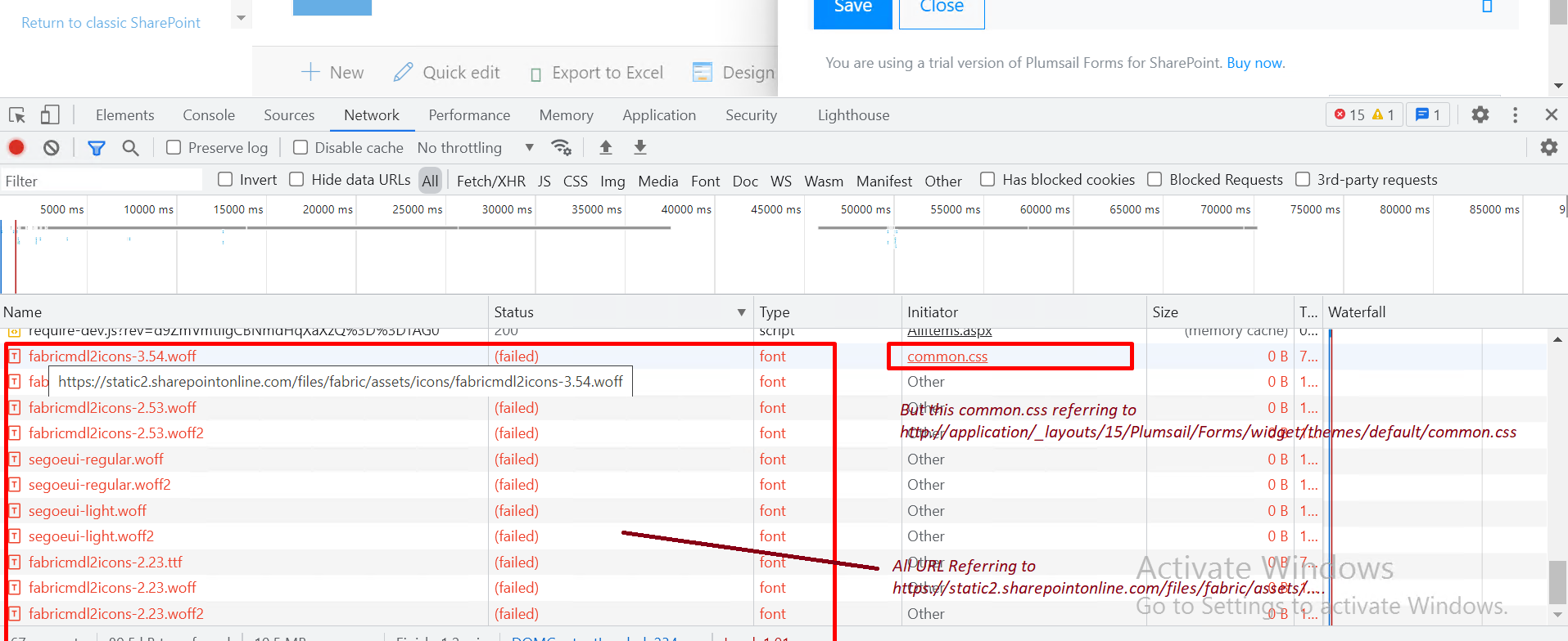 I Am Using Sharepoint And Plumsail Forms But Getting Lot Of Error