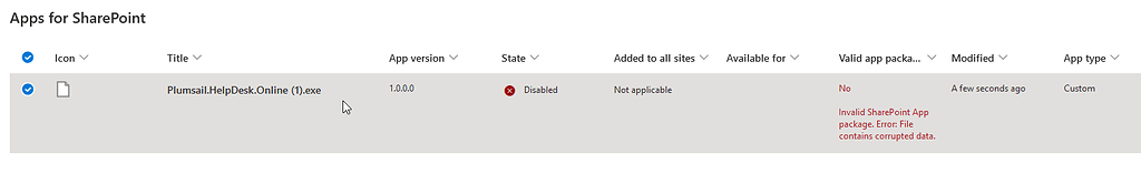 Failed Install - Invalid Sharepoint App Package - Microsoft 365 version ...