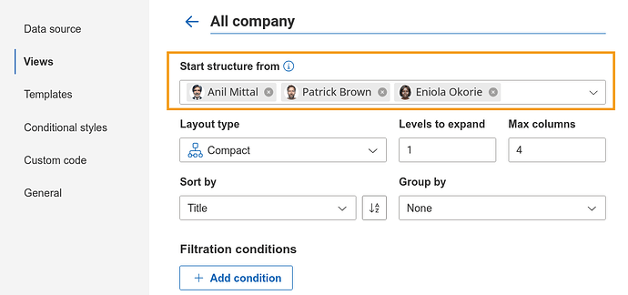 Start view from multiple employees